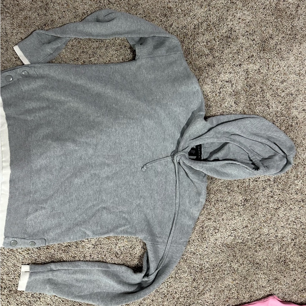Tahari Gray Hoodie Sweatshirt